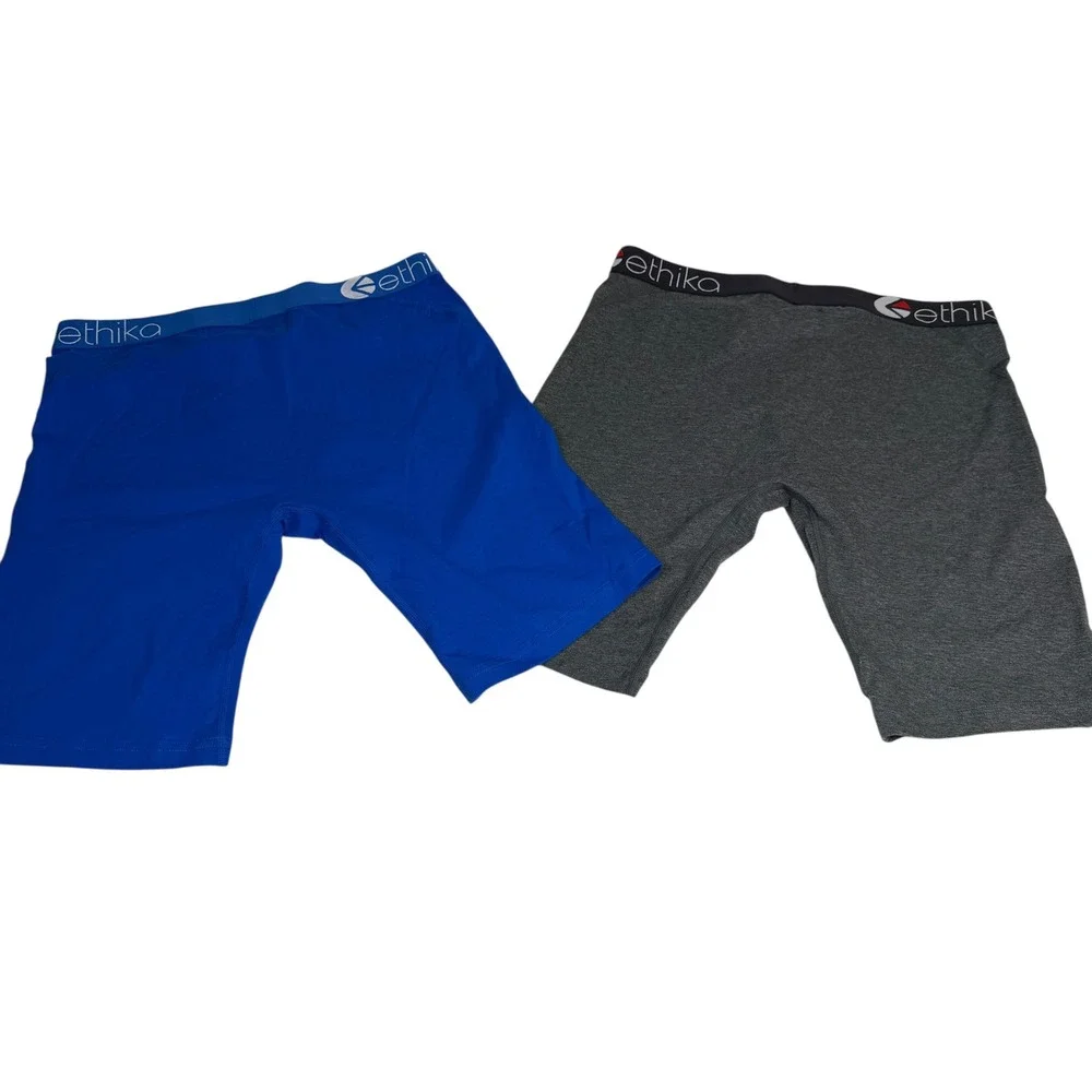 Ethika‎ Mens Staple Boxer Briefs 2-Pack Blue Heather Grey Cotton Blend Size M
